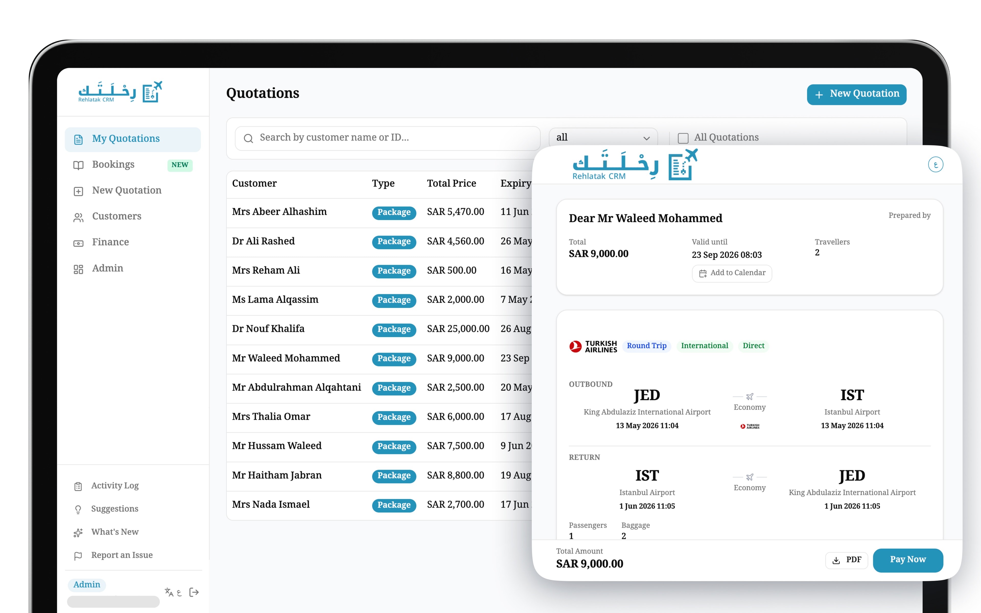 Rehlatak CRM dashboard